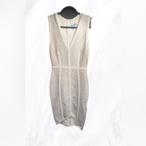 Narces cream  beaded swordfish bodycon sleeveless evening dress M - Picture 2 of 6